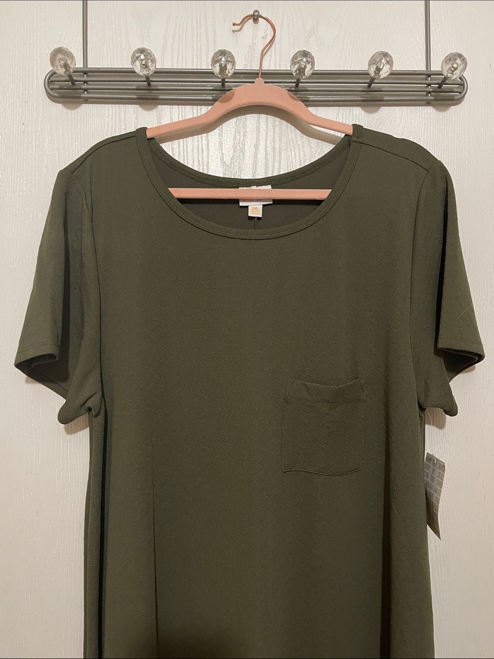 LuLaRoe Carly Olive Green Short Sleeve Pocket Dress 3XL BNWT
